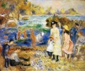 escena de playa guernsey Pierre Auguste Renoir